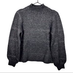 Marled Reunited Clothing Mock Neck Sweater Gray Metallic Stripes Soft Knit S